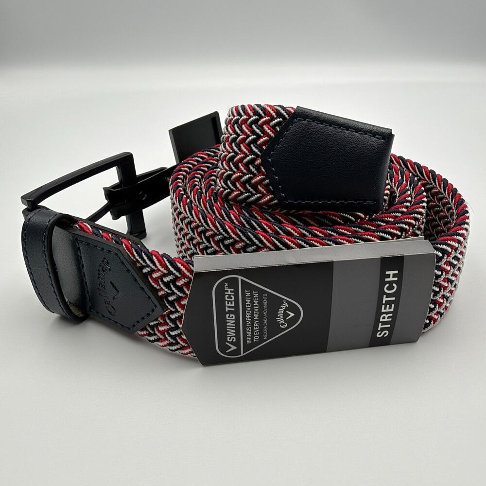 Callaway Swing Tech Performance Motion Stretch Golf Belt Red Navy L 38-40 NWT